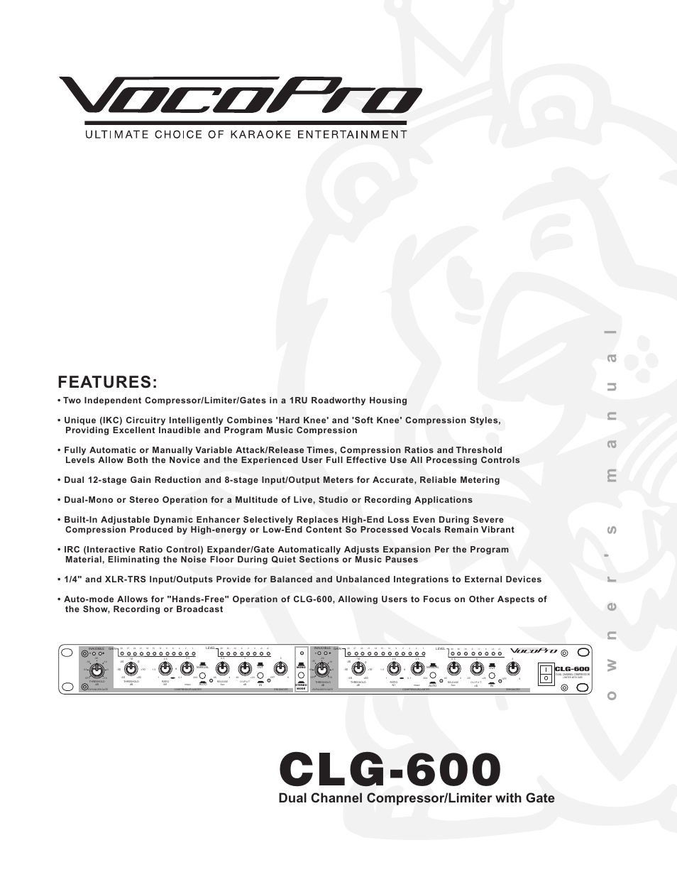 VocoPro CLG-600 User Manual | 16 pages