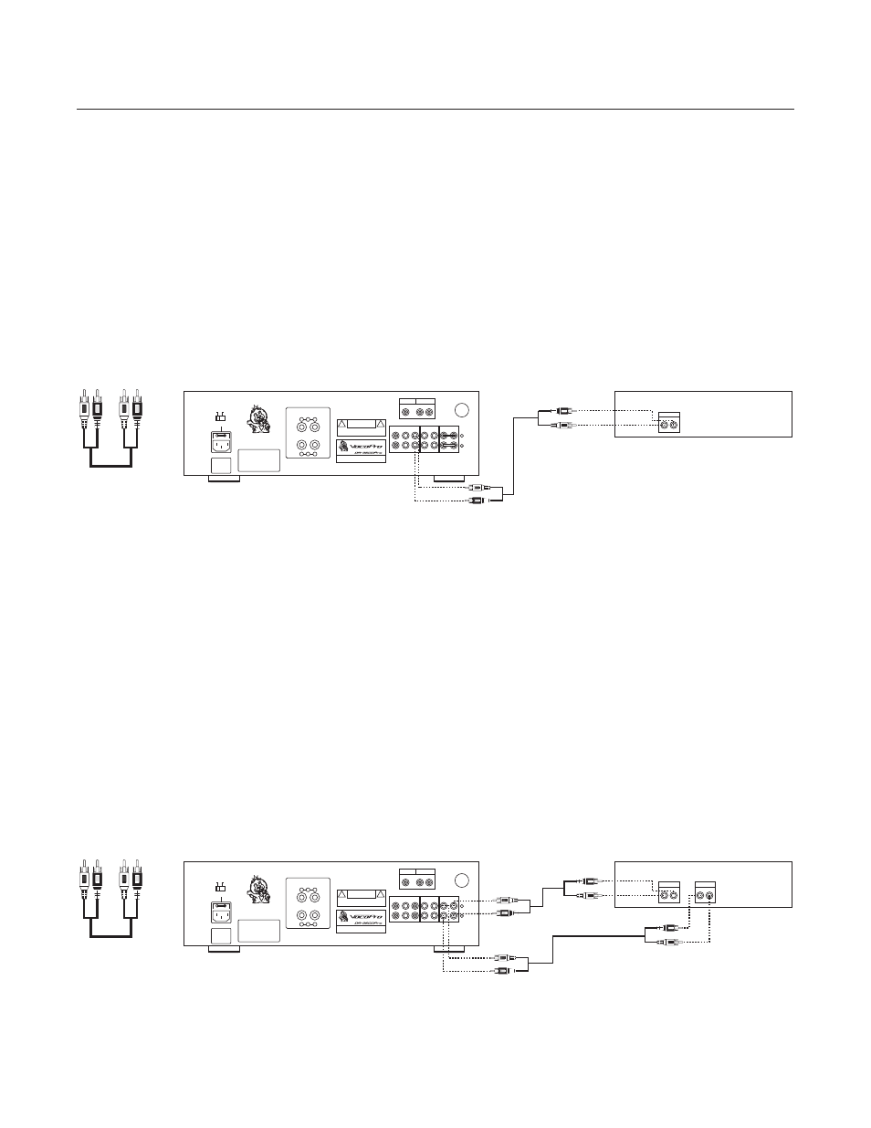 Pg 14 geting conected.pdf, Getting connected, Rca cable da-3600 pro amp or mixing device | Rca cable da-3600 pro effects unit, Audio in line audio out, Audio out effect loop in audio in effect loop out | VocoPro DA-3600Pro2 User Manual | Page 16 / 24