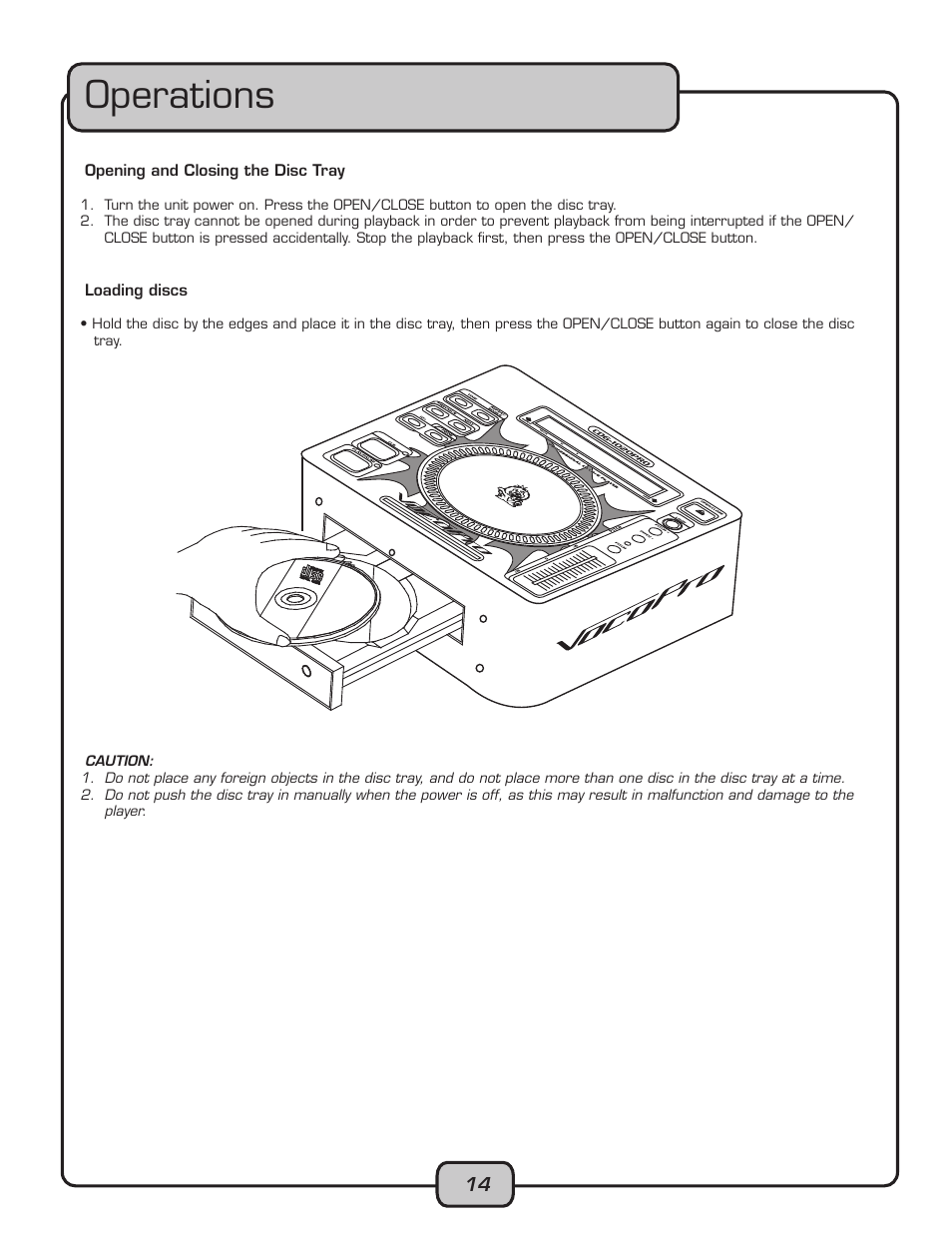 Operations | VocoPro CDG-1020PRO User Manual | Page 14 / 20