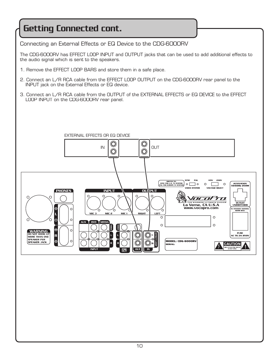 Getting connected cont | VocoPro CDG-6000RV User Manual | Page 11 / 24