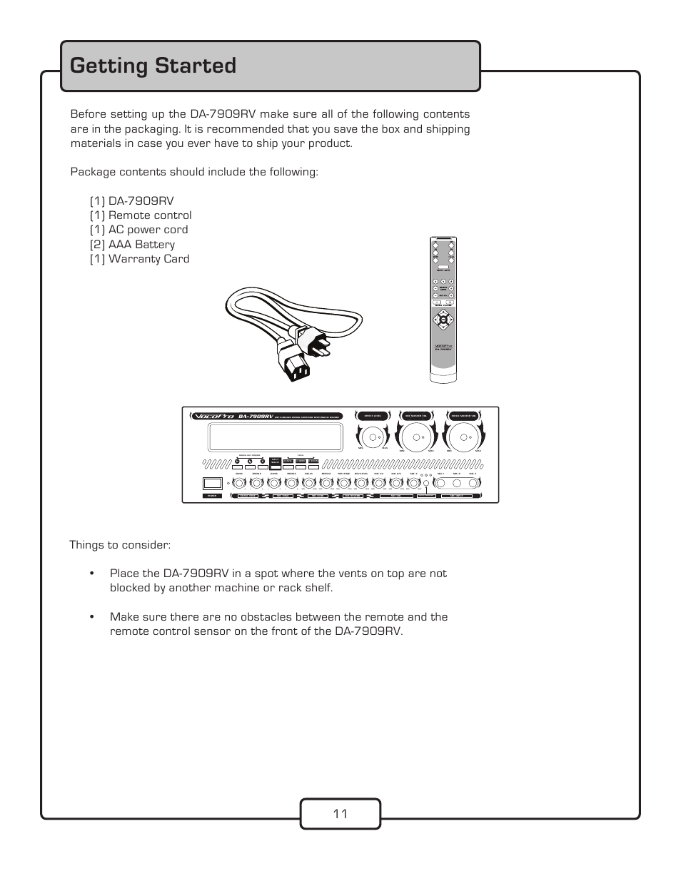 Getting started | VocoPro DA-7909RV User Manual | Page 13 / 28