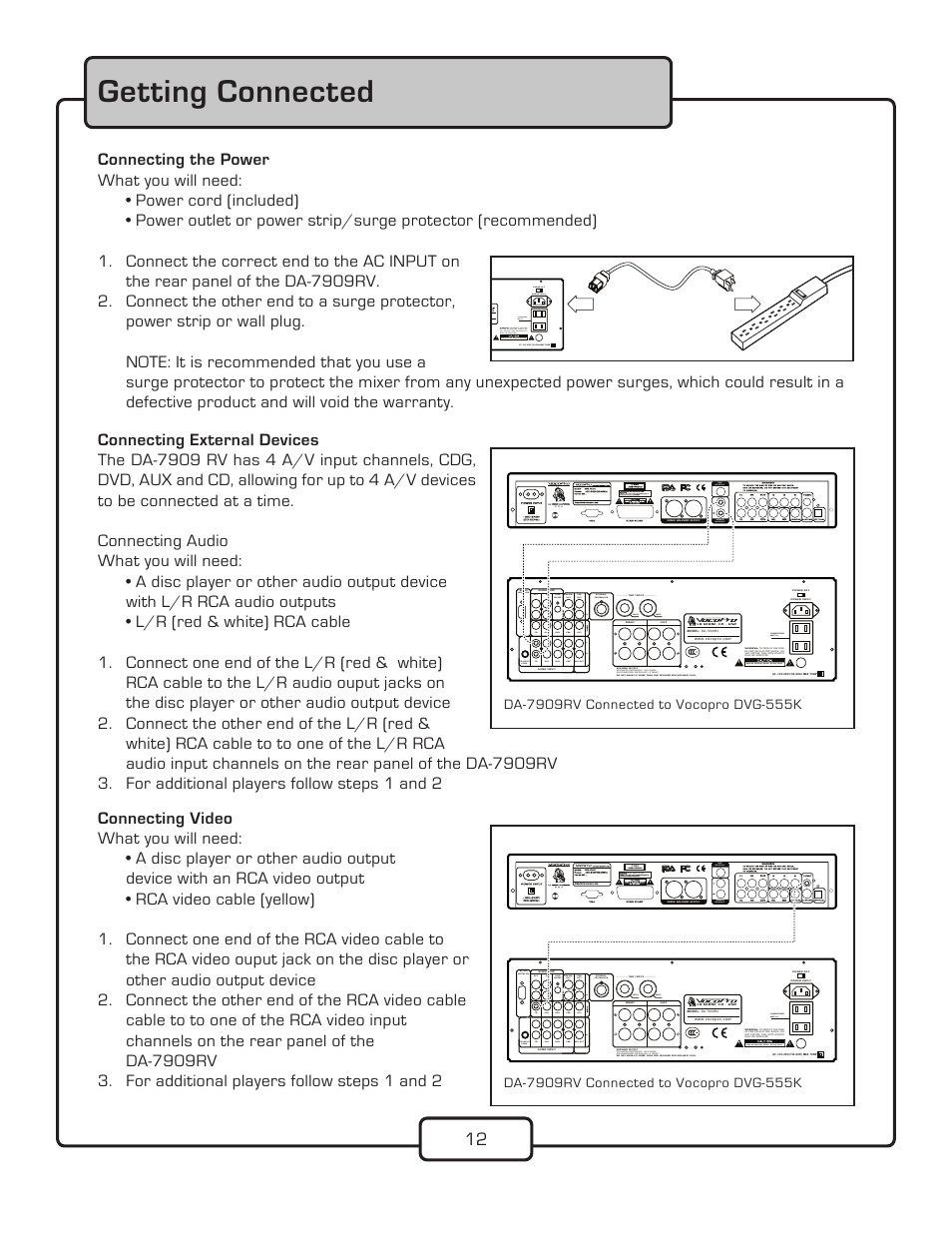 Getting connected | VocoPro DA-7909RV User Manual | Page 14 / 28
