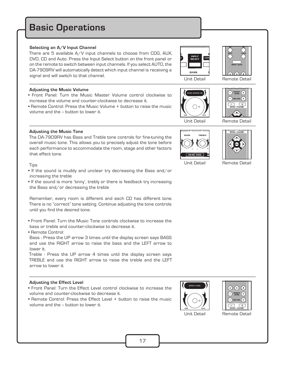 Basic operations | VocoPro DA-7909RV User Manual | Page 19 / 28