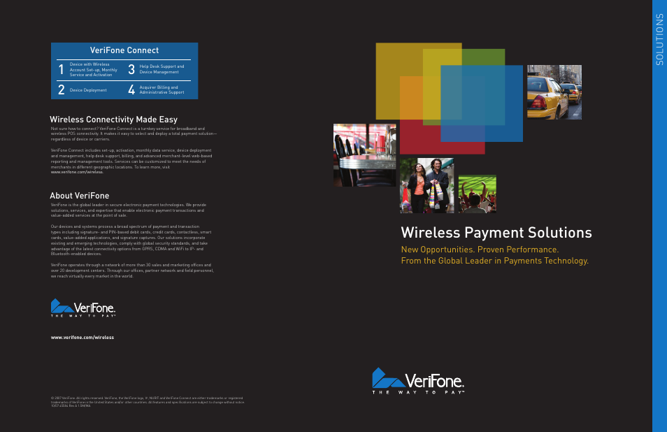 Wireless payment solutions, So lu ti o n s, Wireless connectivity made easy | Verifone connect | VeriFone Vx 610 User Manual | Page 2 / 2