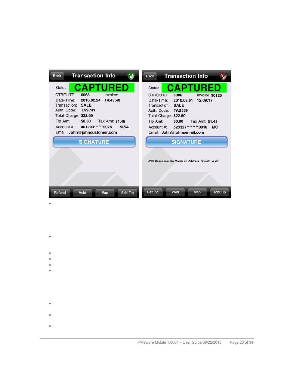 Transaction info, Transaction info 20 | VeriFone PAYWARE MOBILE 1.0004 User Manual | Page 21 / 34