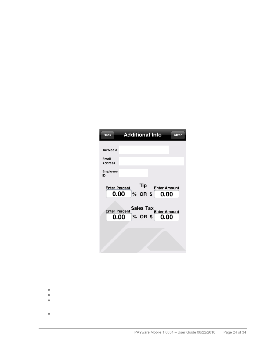 Additional information options | VeriFone PAYWARE MOBILE 1.0004 User Manual | Page 25 / 34