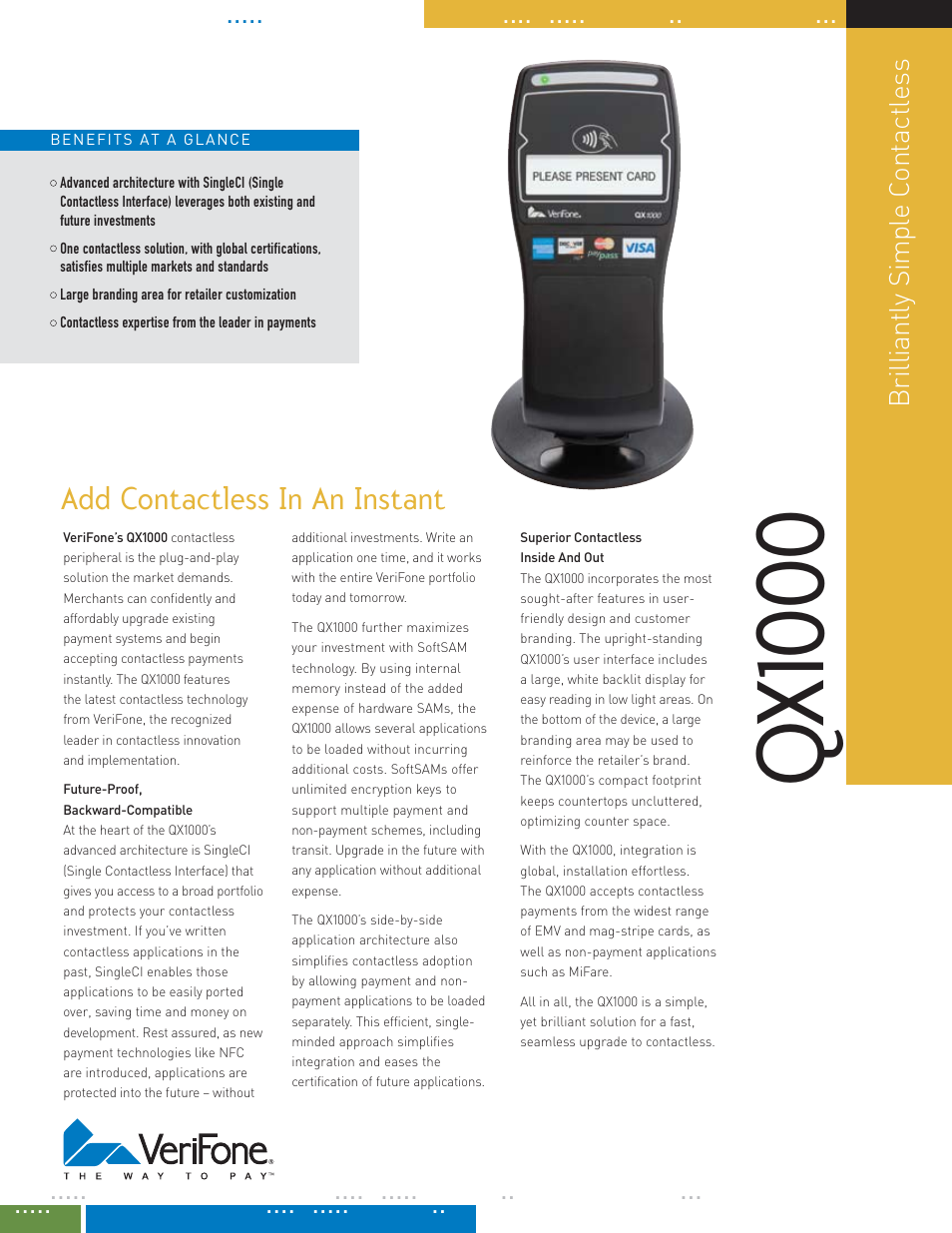 VeriFone QX1000 User Manual | 2 pages