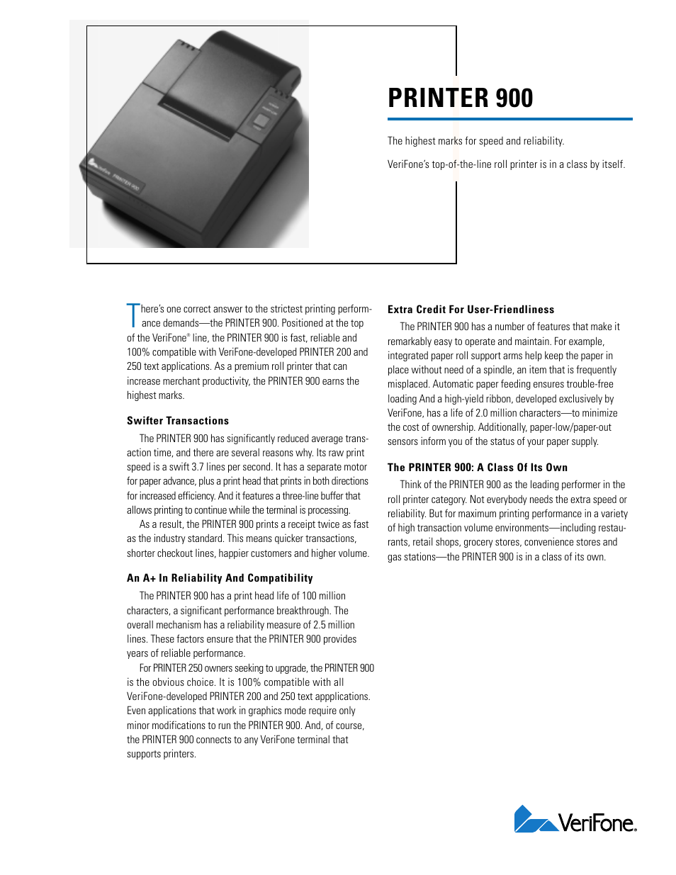 VeriFone 900 User Manual | 2 pages