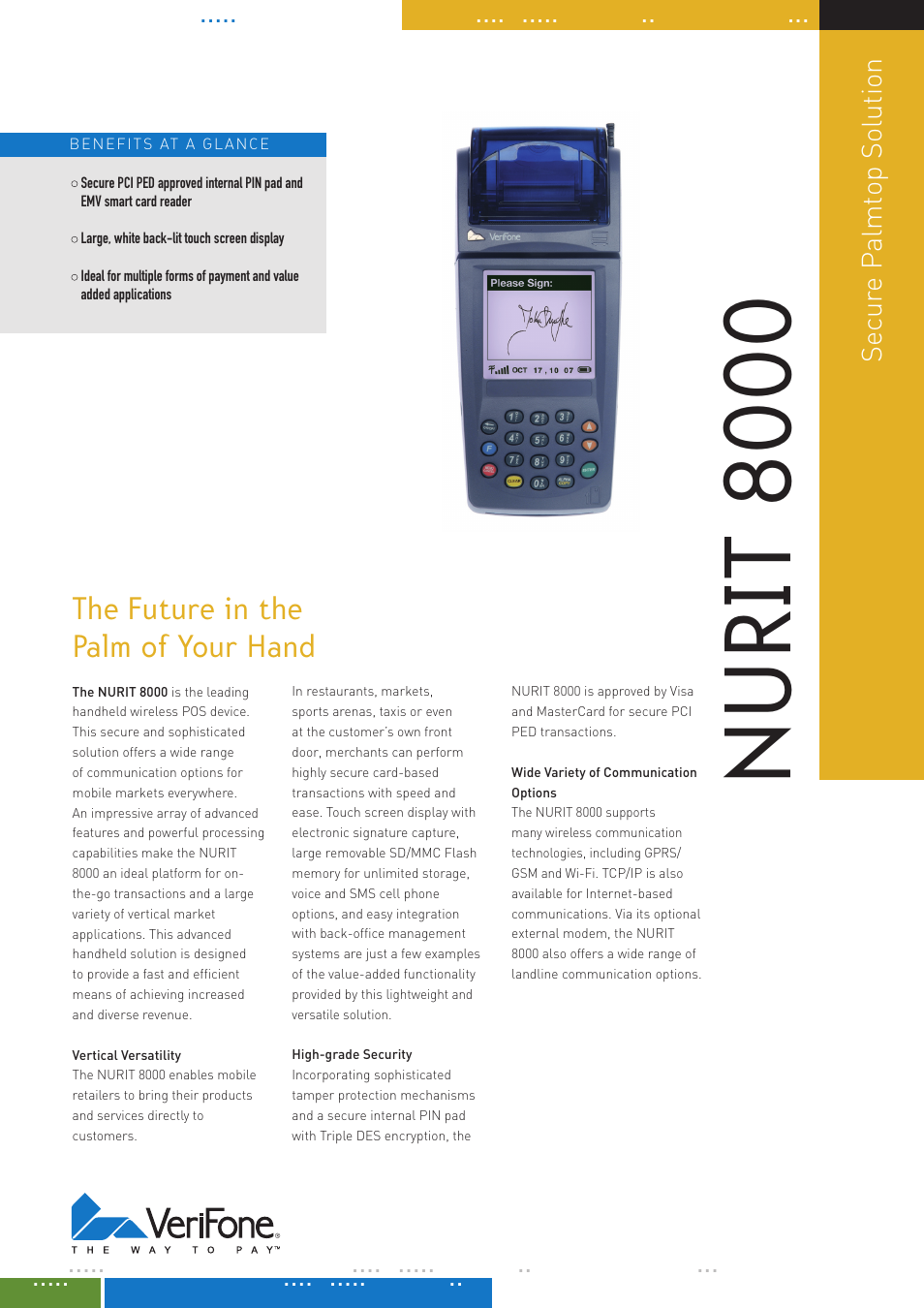 VeriFone NURIT 8000 User Manual | 2 pages