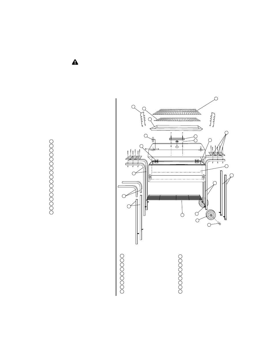 Assembly instructions, Parts list - grill king deluxe, Parts bag contains | Parts list - grill king | Vent-a-Hood 812-3450-0 (Hickory) User Manual | Page 4 / 20
