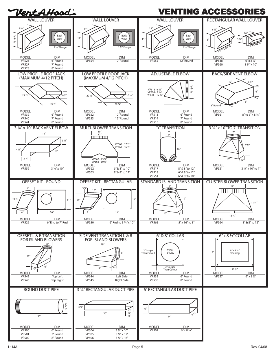 Venting | Vent-a-Hood SLH6-K User Manual | Page 5 / 5