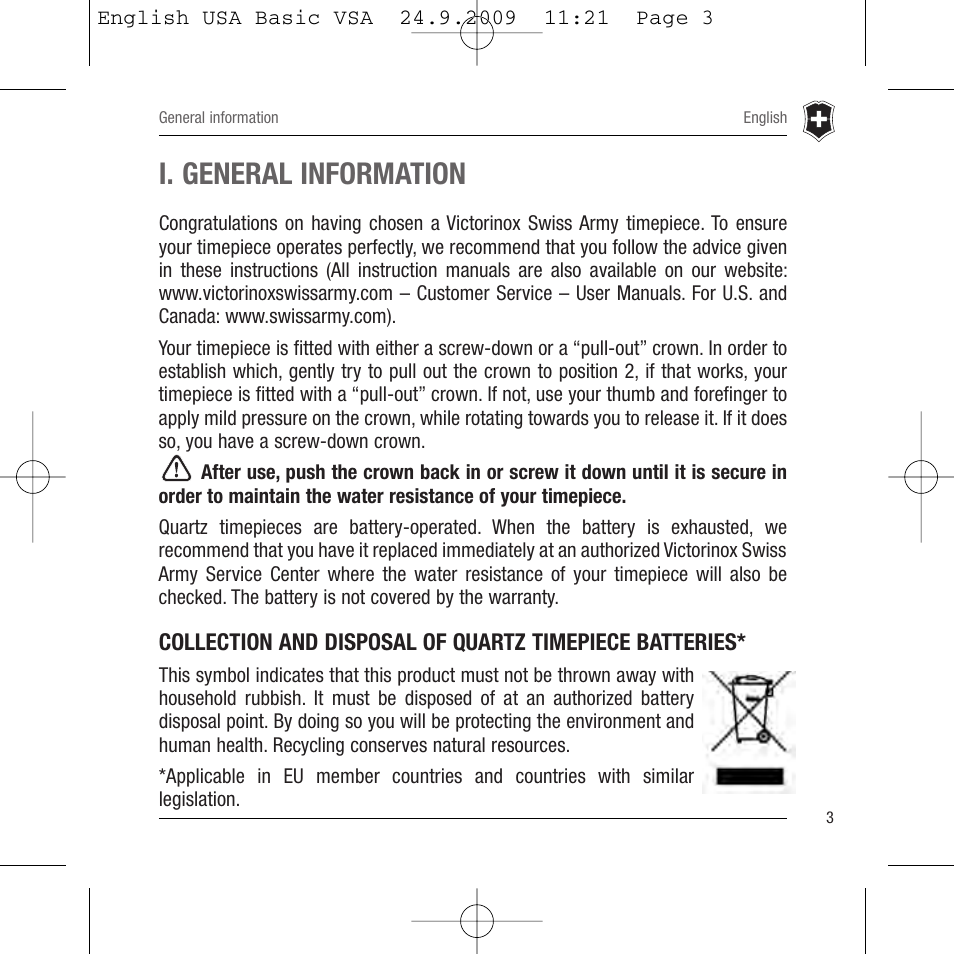 I. general information | Victorinox Dive Master 241356 User Manual | Page 4 / 36