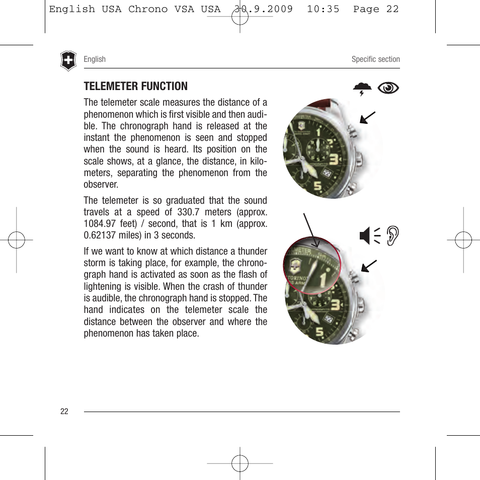 Telemeter function | Victorinox Dive Master 500M User Manual | Page 23 / 45