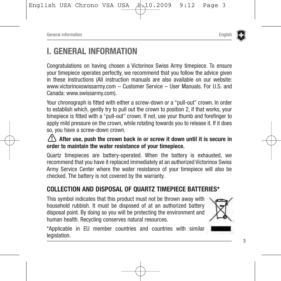 I. general information | Victorinox Dive Master 500M User Manual | Page 4 / 45