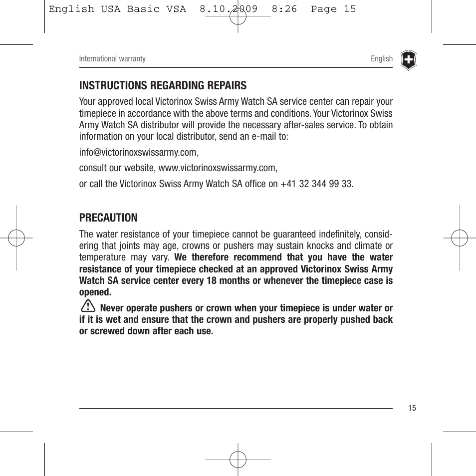 Victorinox Ambassador 241075 User Manual | Page 16 / 36