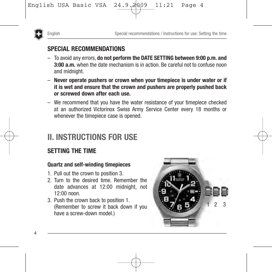 Ii. instructions for use | Victorinox Ambassador 241075 User Manual | Page 5 / 36