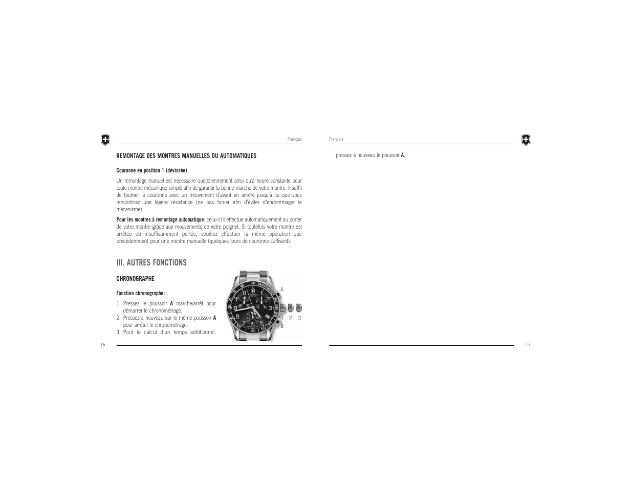 Iii. autres fonctions | Victorinox Swiss Army Timepiece User Manual | Page 9 / 16