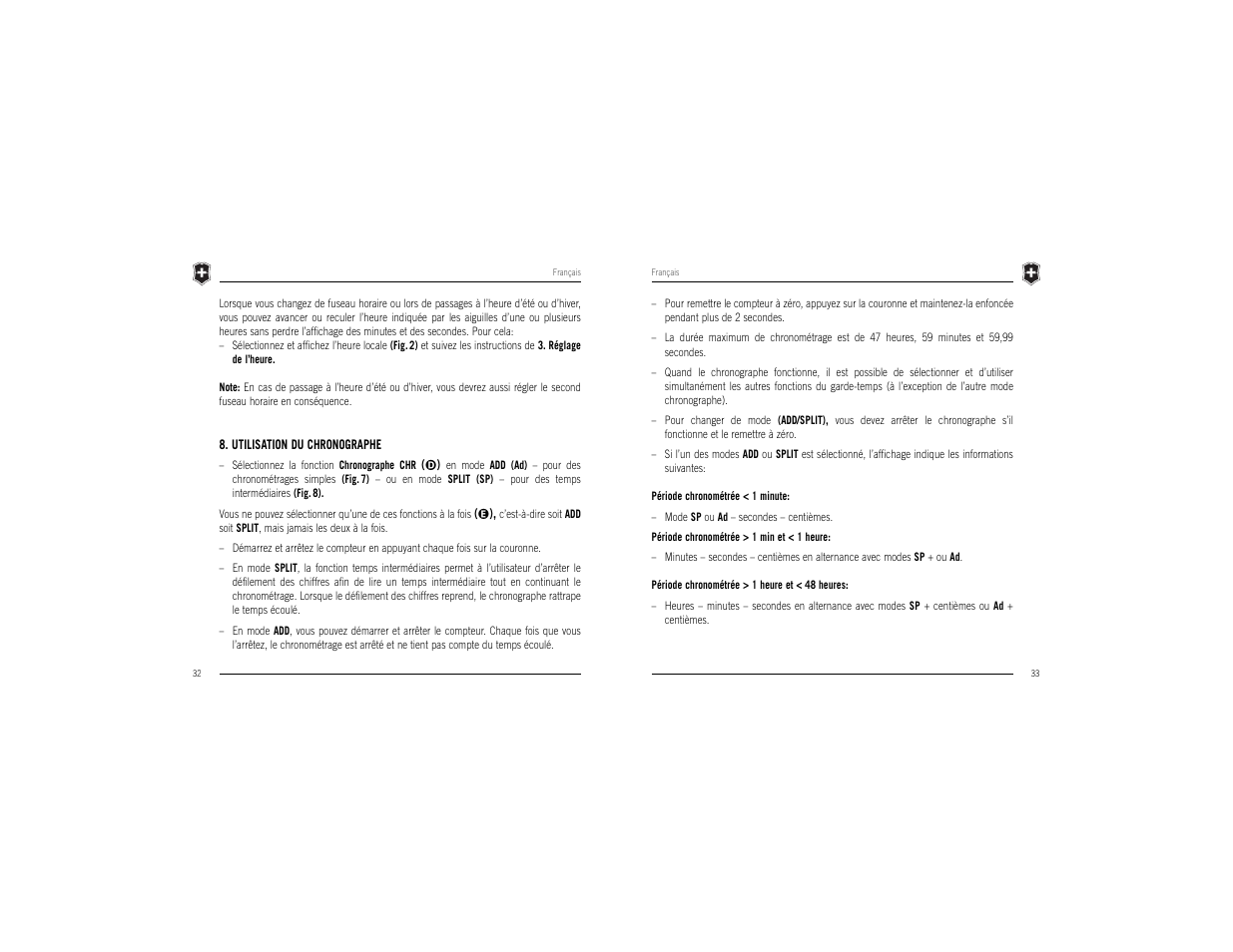 Victorinox Chrono Classic XLS MT User Manual | Page 18 / 29