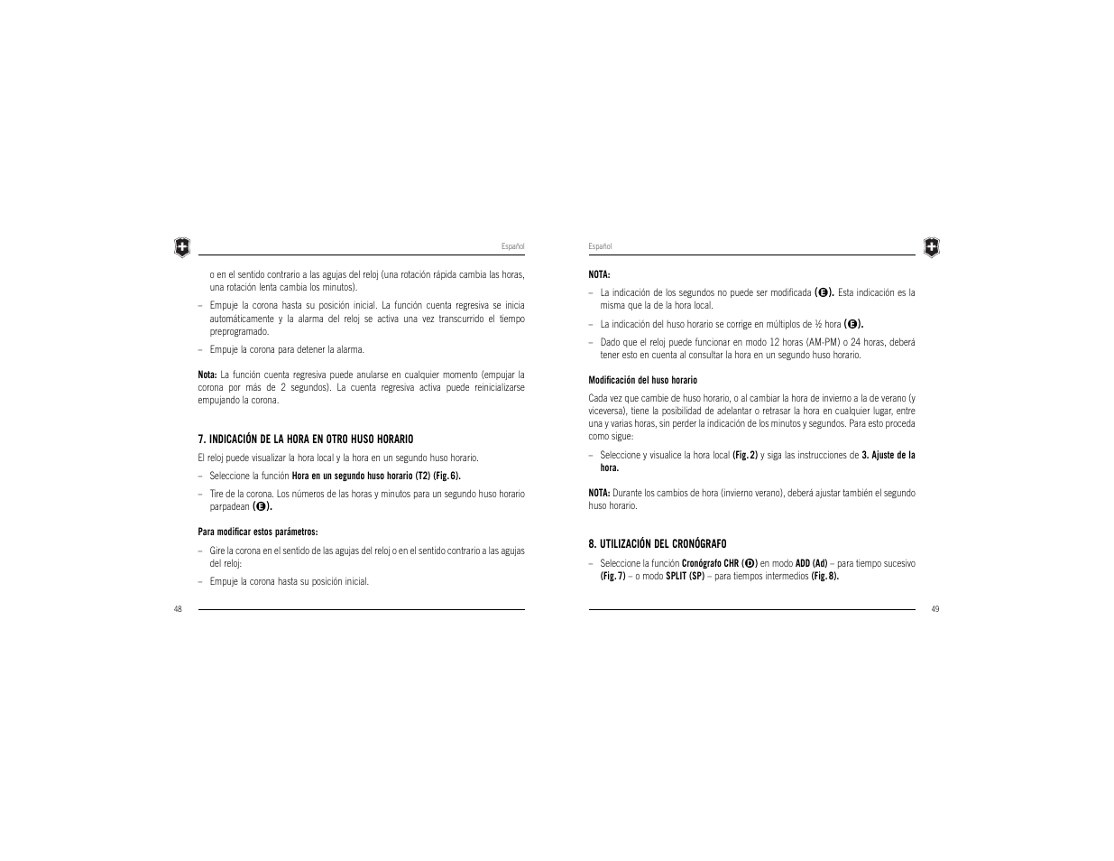 Victorinox Chrono Classic XLS MT User Manual | Page 26 / 29