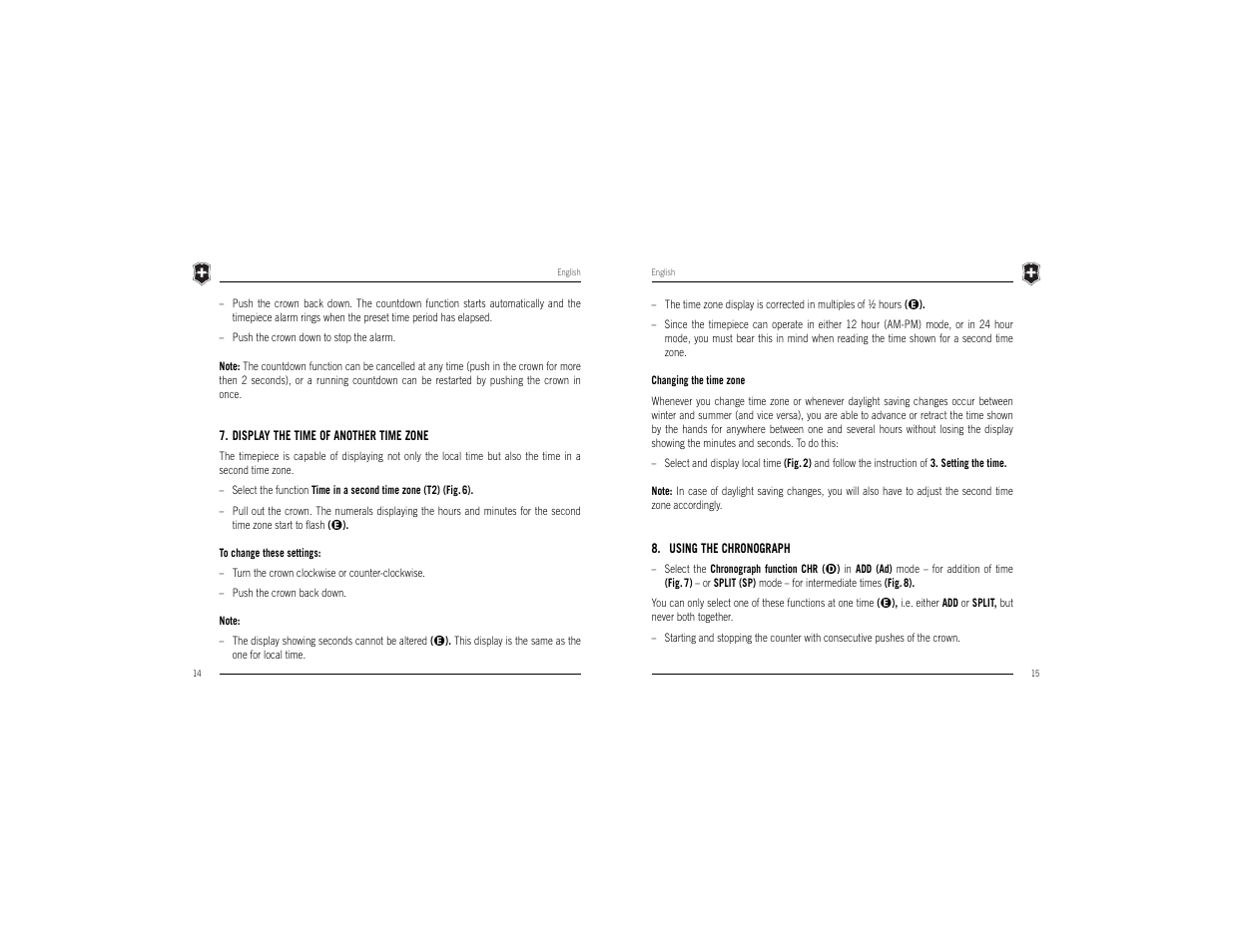Victorinox Chrono Classic XLS MT User Manual | Page 9 / 29