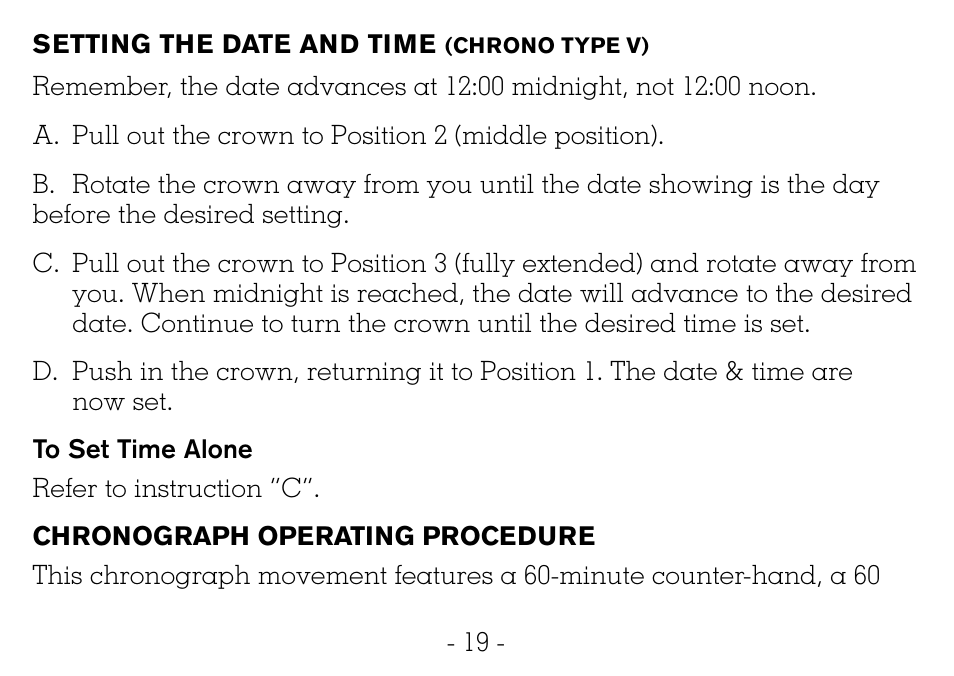 Victorinox CHRONOGRAPHS Watch User Manual | Page 20 / 66