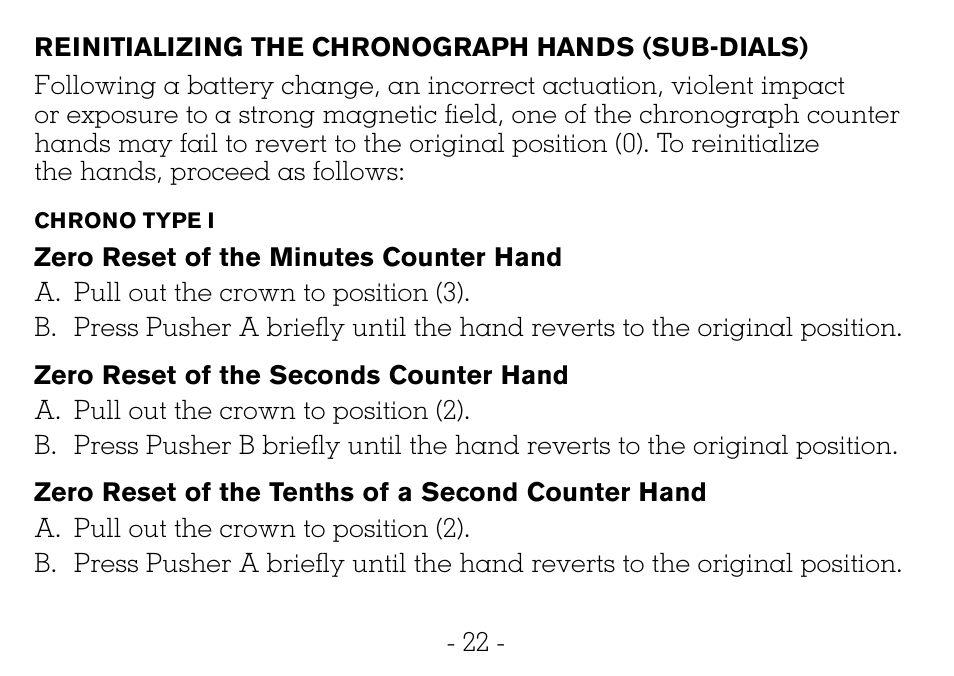 Victorinox CHRONOGRAPHS Watch User Manual | Page 23 / 66