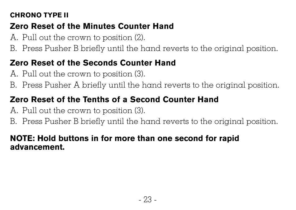 Victorinox CHRONOGRAPHS Watch User Manual | Page 24 / 66