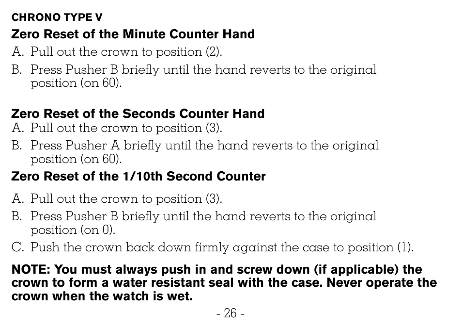 Victorinox CHRONOGRAPHS Watch User Manual | Page 27 / 66