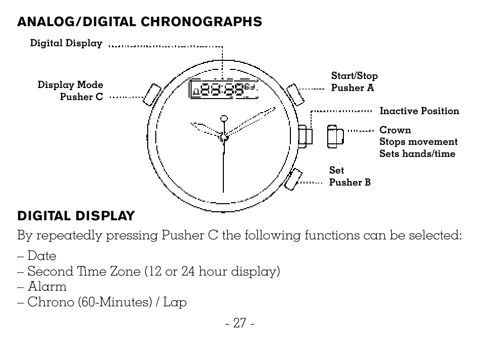 Victorinox CHRONOGRAPHS Watch User Manual | Page 28 / 66