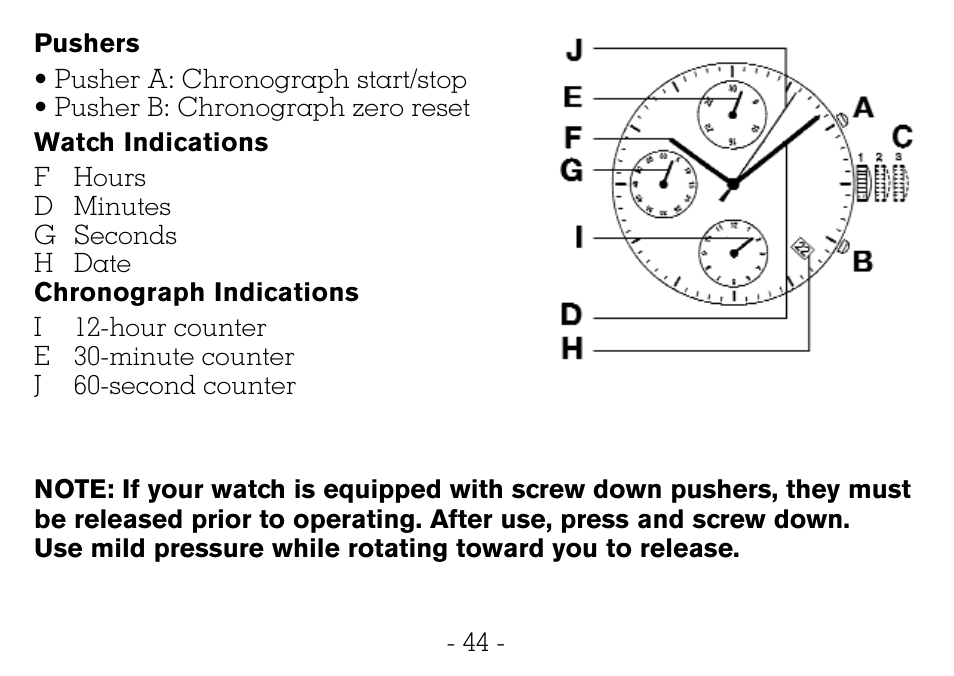 Victorinox CHRONOGRAPHS Watch User Manual | Page 45 / 66