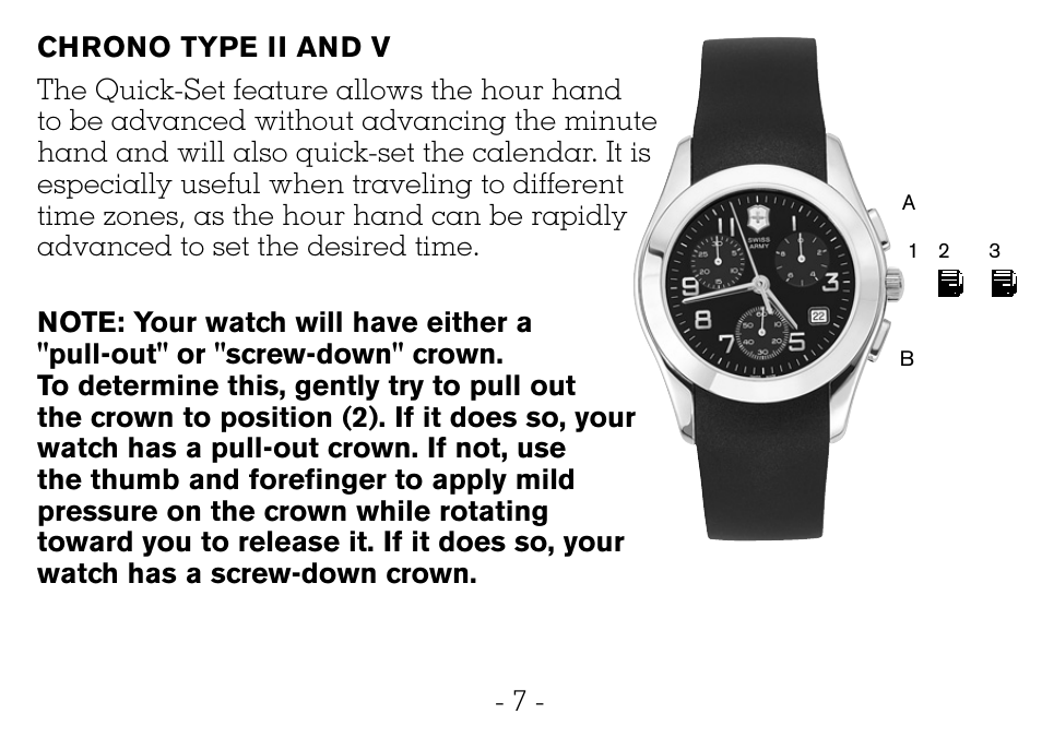 Victorinox CHRONOGRAPHS Watch User Manual | Page 8 / 66