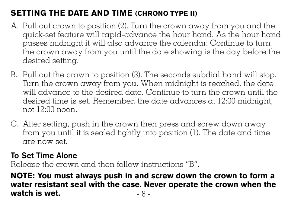 Victorinox CHRONOGRAPHS Watch User Manual | Page 9 / 66