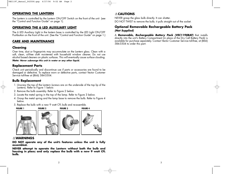 Vector SPORT LANTERN VEC1197 User Manual | Page 4 / 4