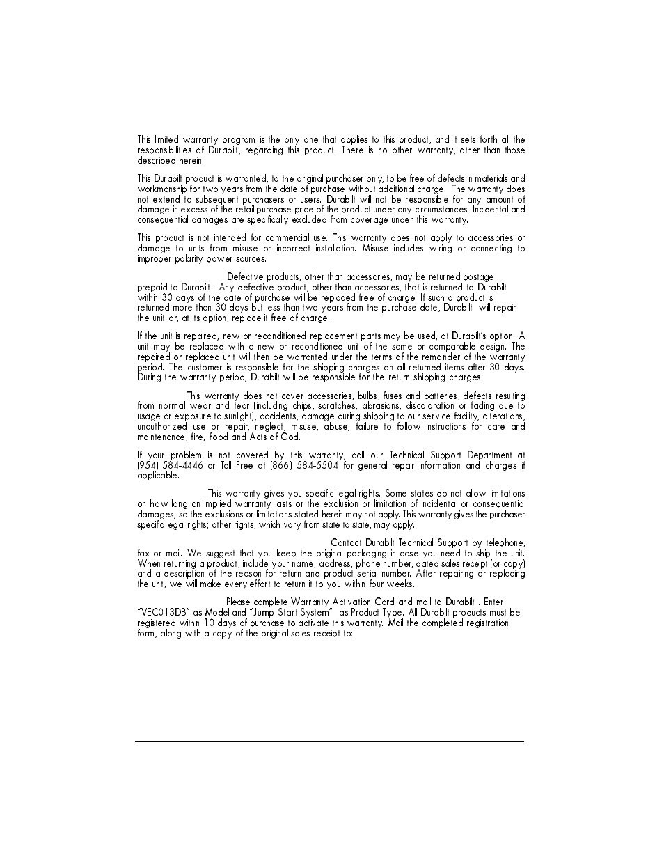 Vector Durabuilt RD122904 User Manual | Page 11 / 11
