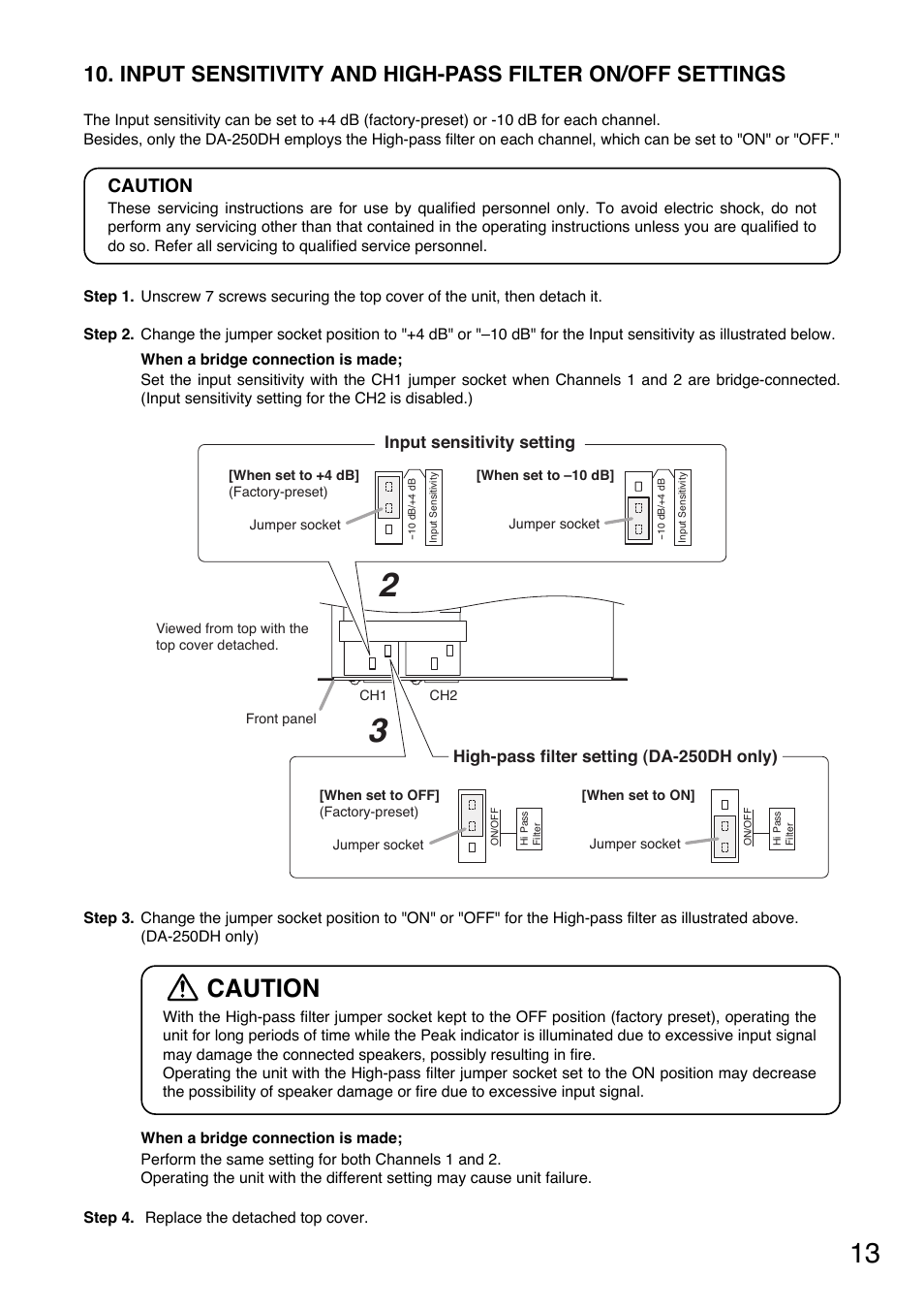 Caution | Vector DA-250DH CU User Manual | Page 13 / 20