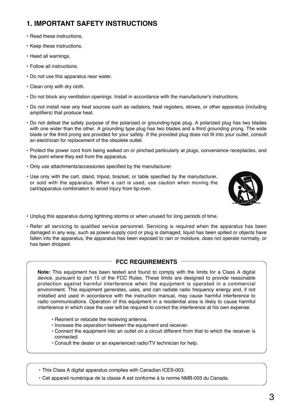 Important safety instructions | Vector DA-250DH CU User Manual | Page 3 / 20