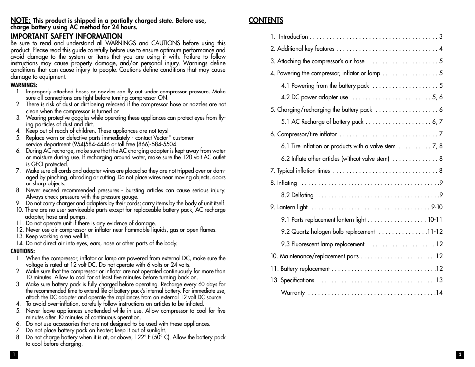 Vector AIRPRO VEC259 User Manual | Page 2 / 8