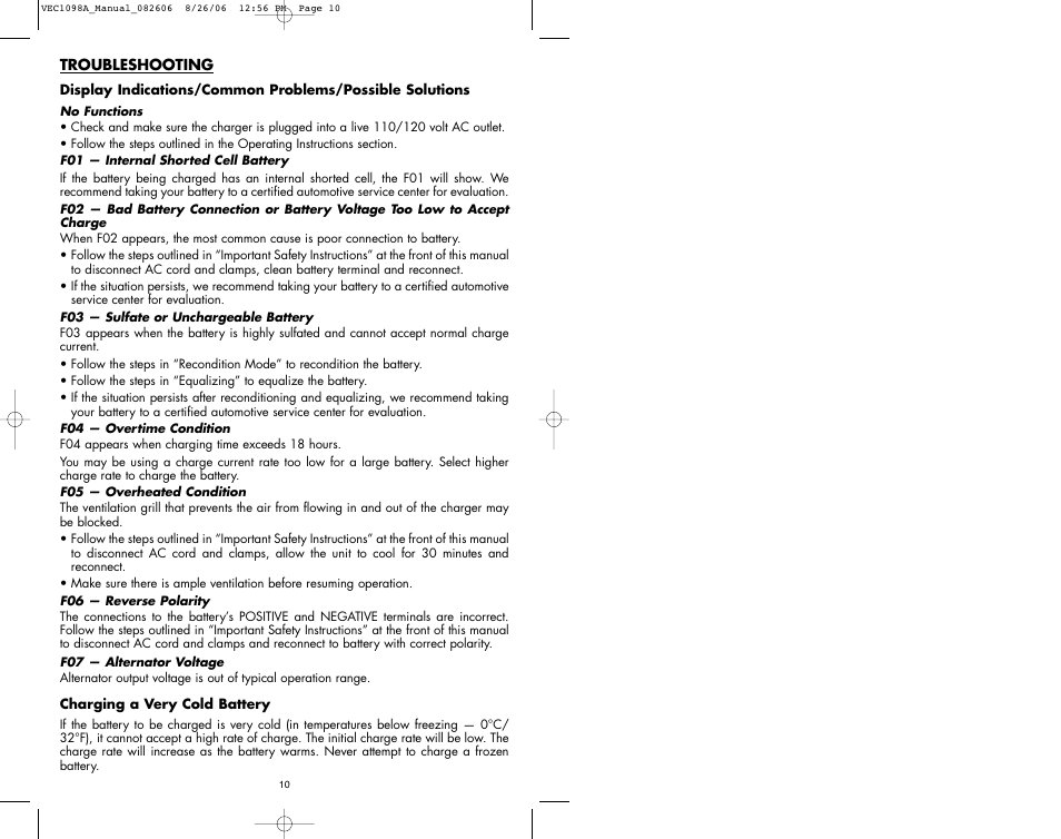 Vector VEC1098A User Manual | Page 8 / 8