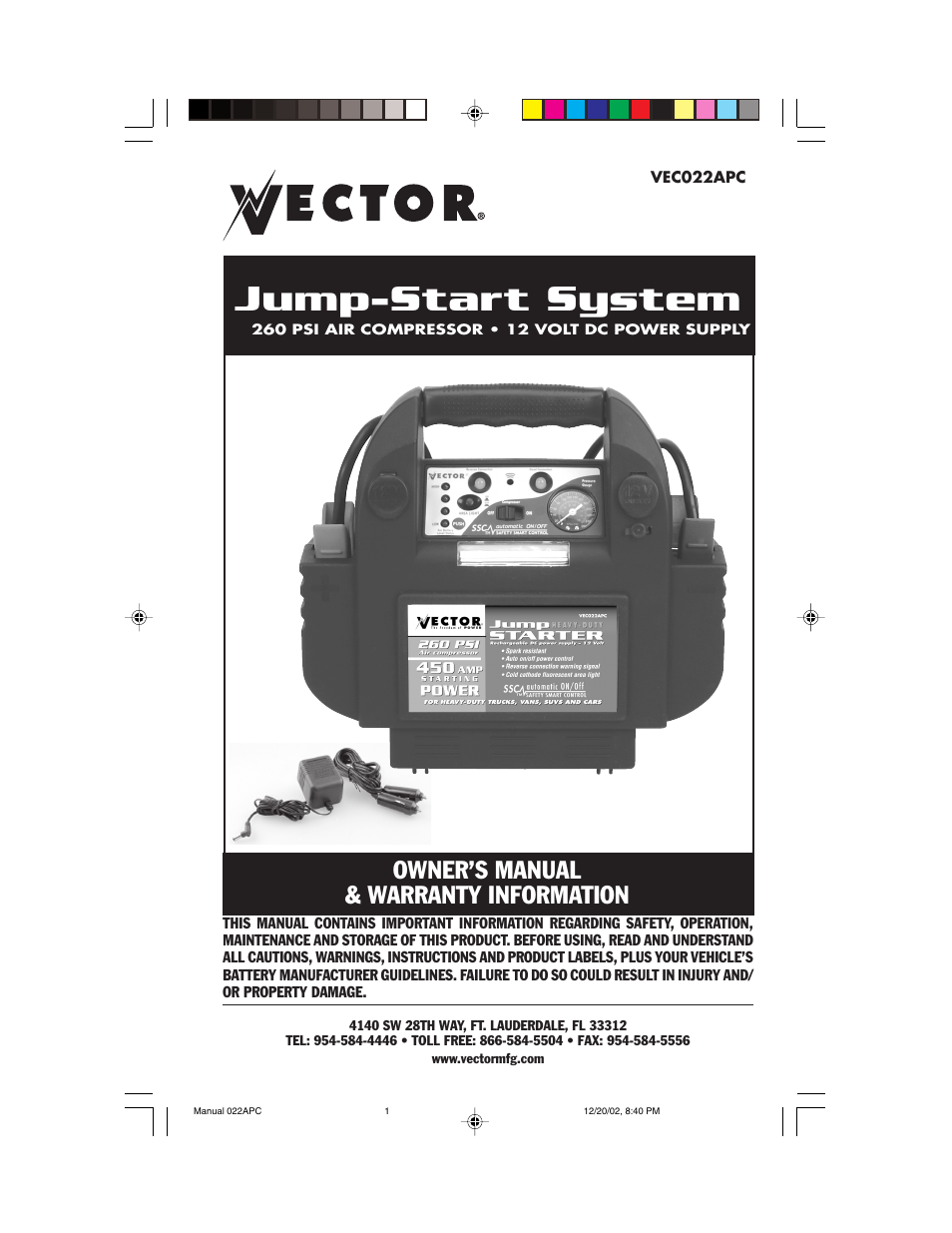 Vector 022APC User Manual | 16 pages