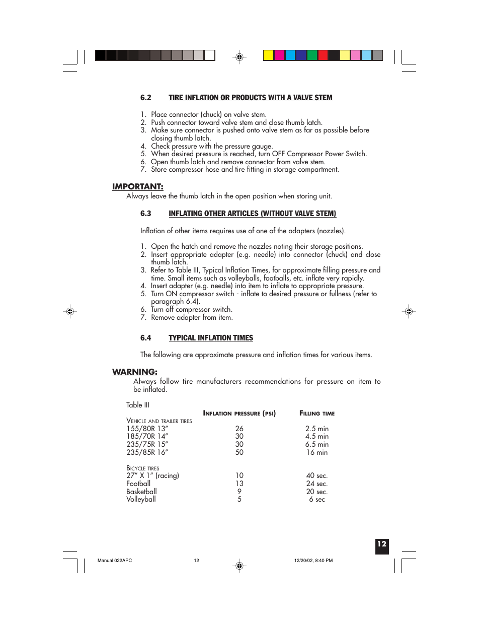 Vector 022APC User Manual | Page 12 / 16