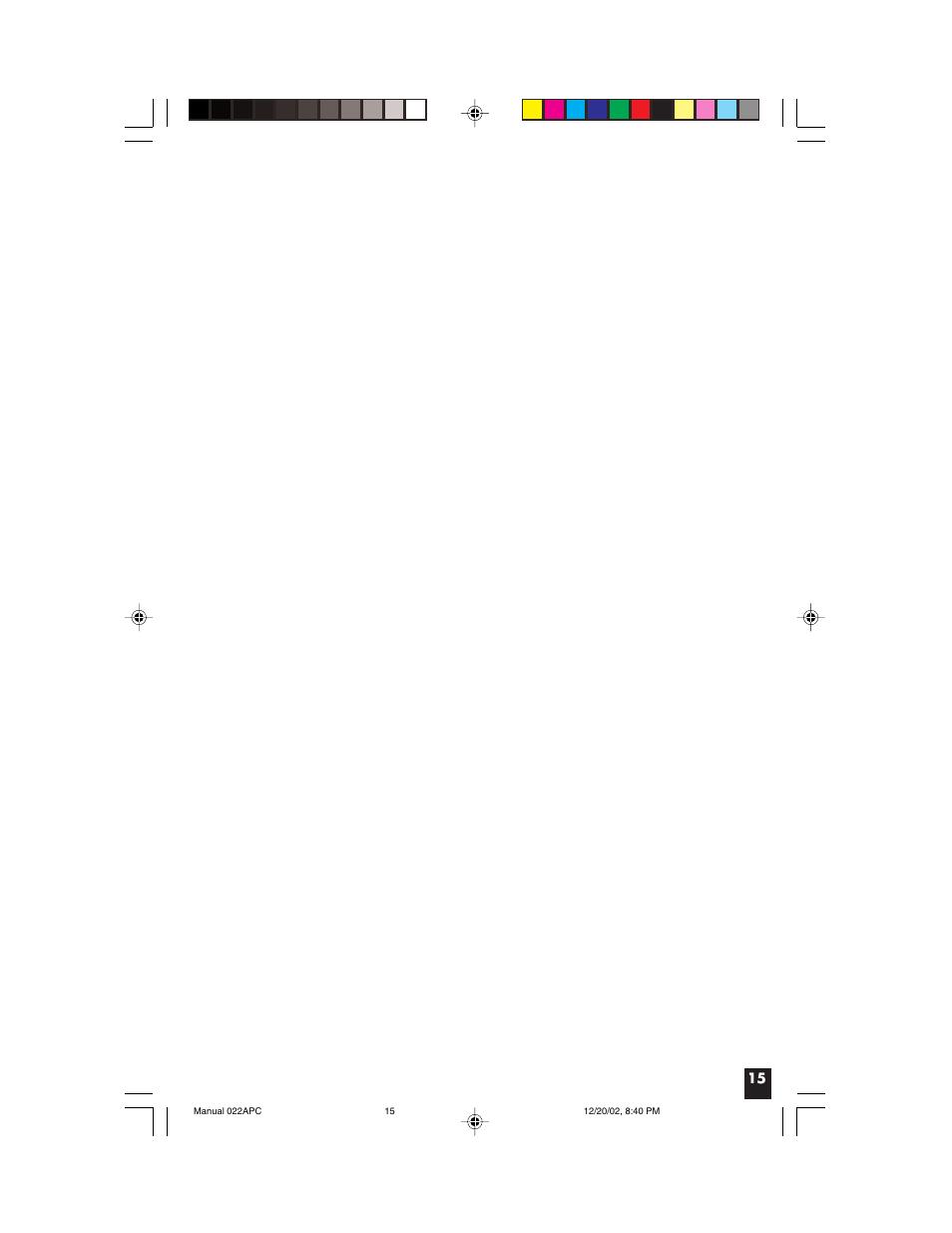 Vector 022APC User Manual | Page 15 / 16