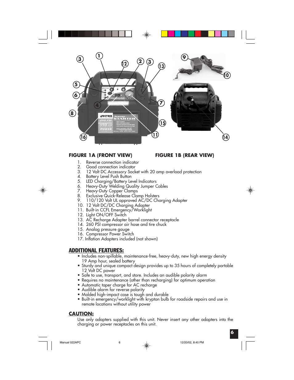 Additional features | Vector 022APC User Manual | Page 6 / 16