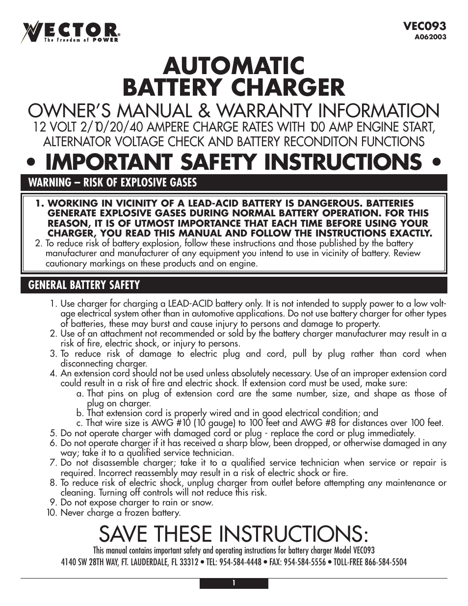 Vector VEC093 User Manual | 12 pages