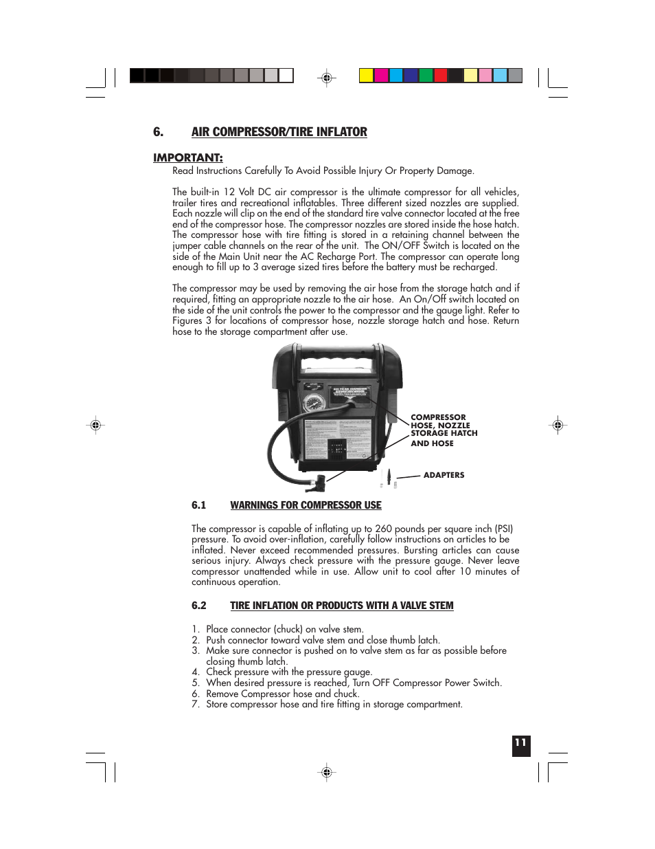 Air compressor/tire inflator | Vector Start-It VEC021APC User Manual | Page 11 / 16