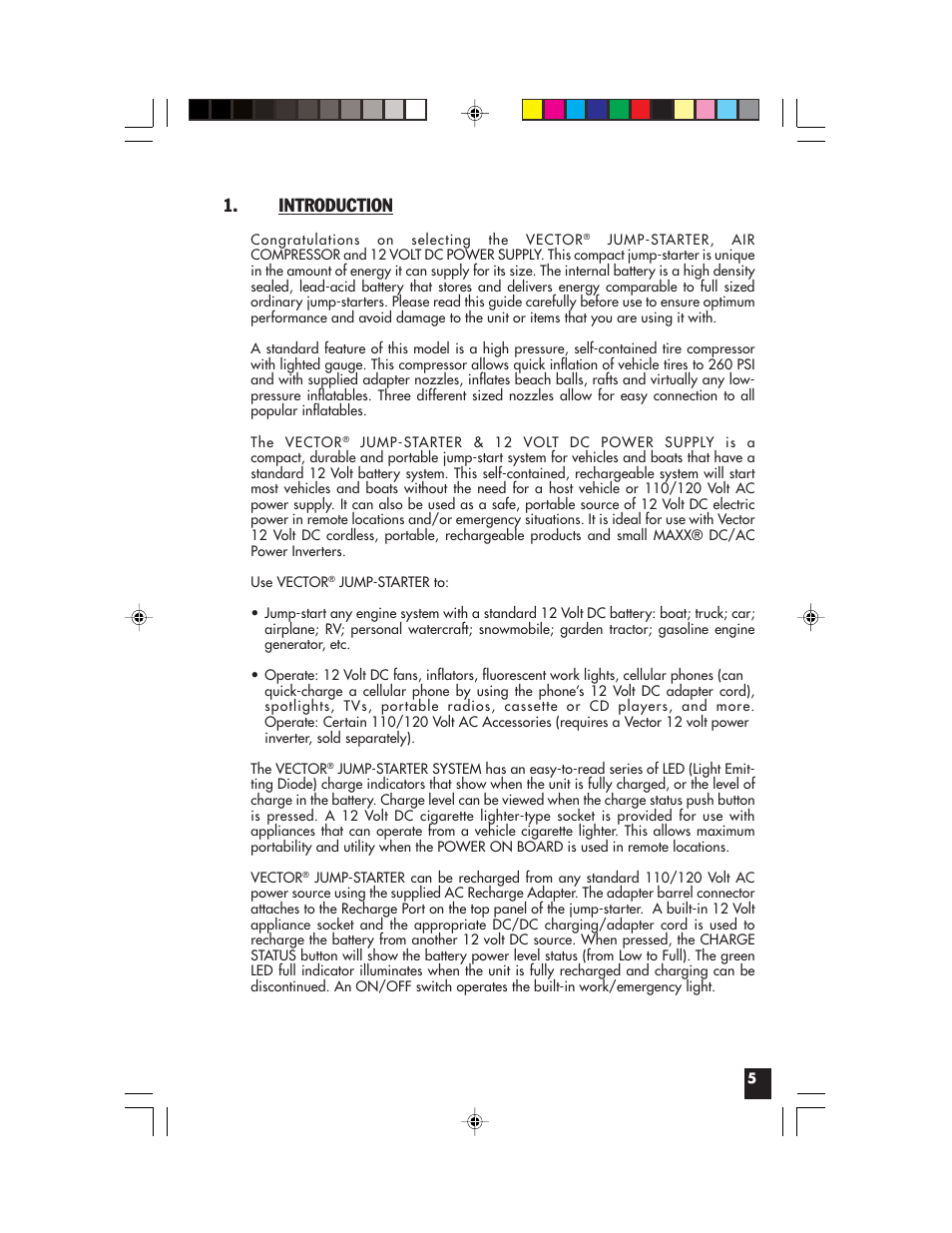 Introduction | Vector Start-It VEC021APC User Manual | Page 5 / 16