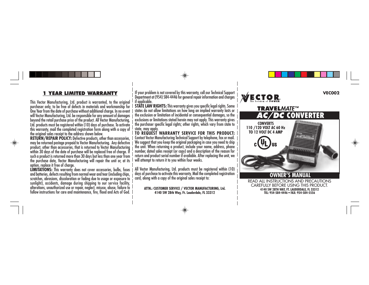 Vector Travelmate VEC002 User Manual | 2 pages