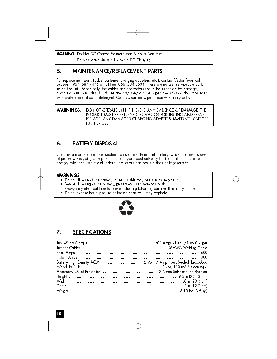 Vector Compact Elite VEC010INV User Manual | Page 10 / 15