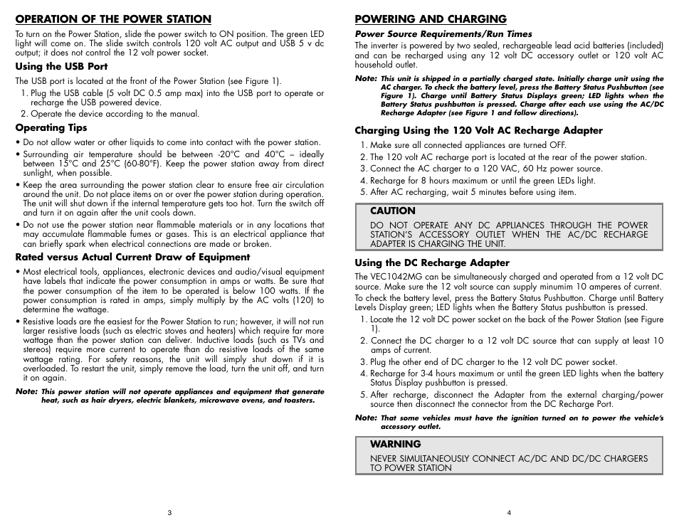 Vector TRAVELERS POWER STATION VEC1042MG User Manual | Page 4 / 4