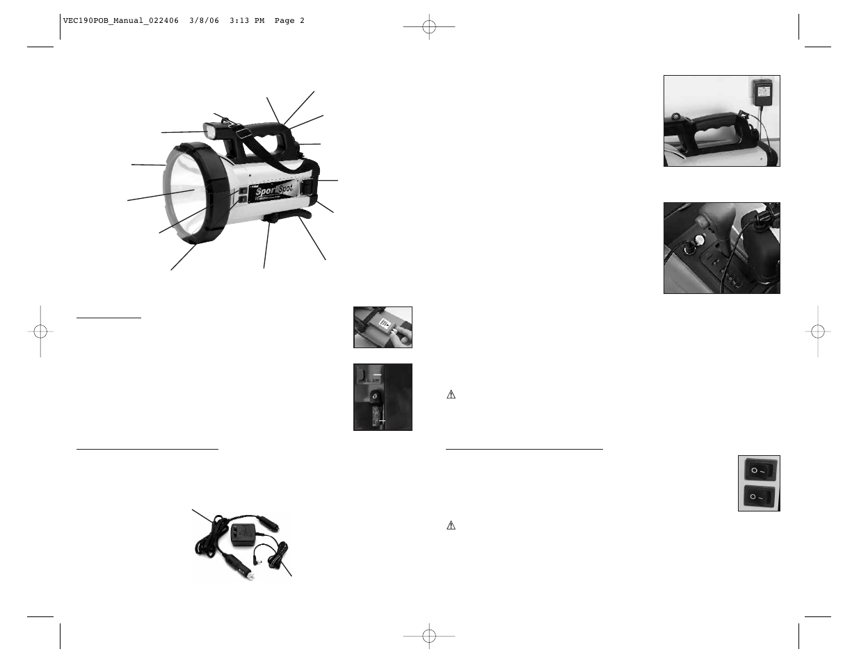 Vector SPORT SPOT VEC190POB User Manual | Page 4 / 6