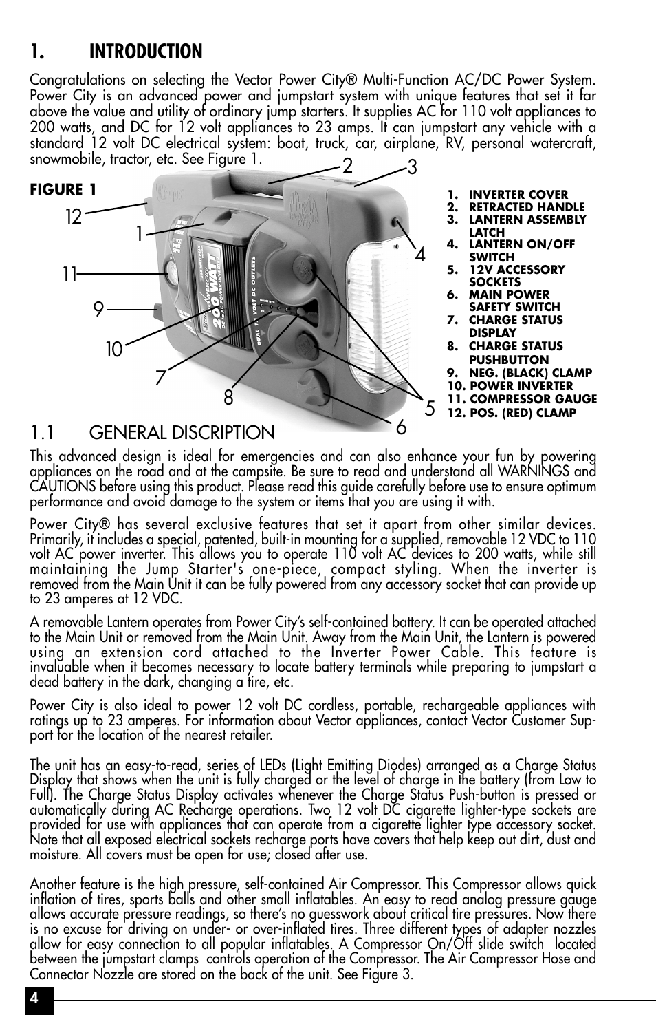 Introduction, 1 general discription | Vector Power City VEC029AC User Manual | Page 4 / 20